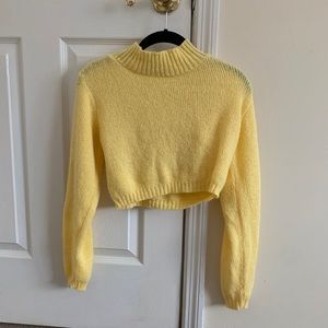 Nasty gal Cropped Yellow Knit Turtleneck